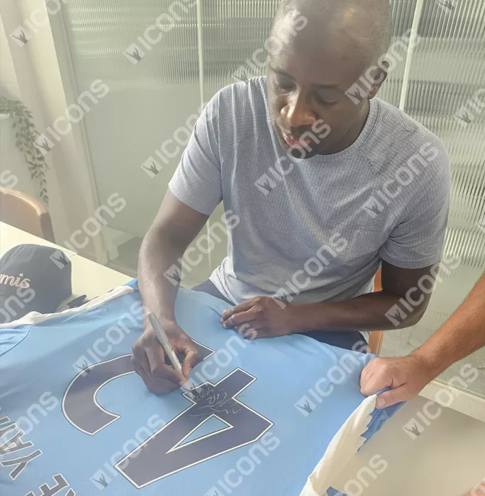 Yaya Toure Back Signed Manchester City 2021-22 Home Shirt In Classic Frame