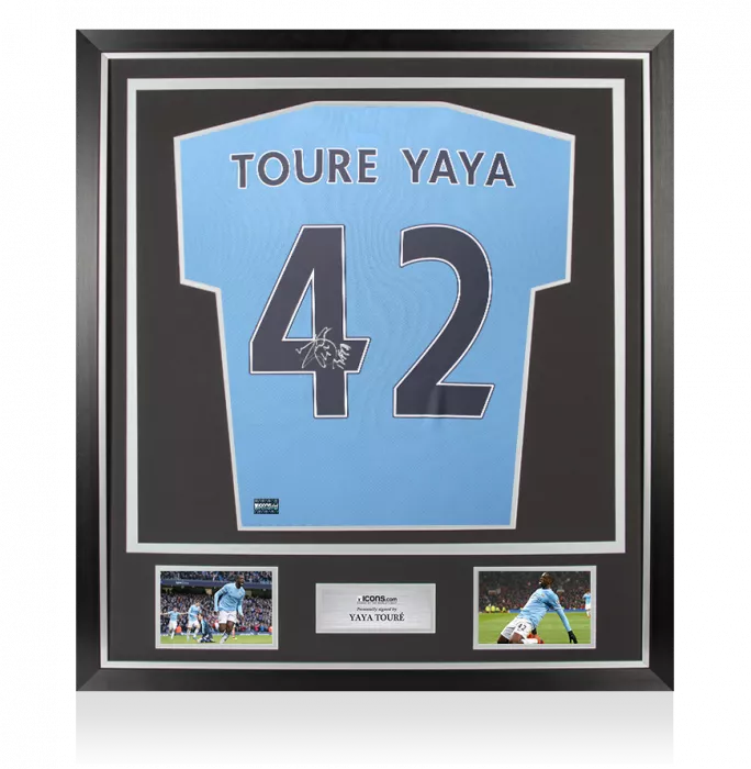 Yaya Toure Back Signed Manchester City 2021-22 Home Shirt In Classic Frame