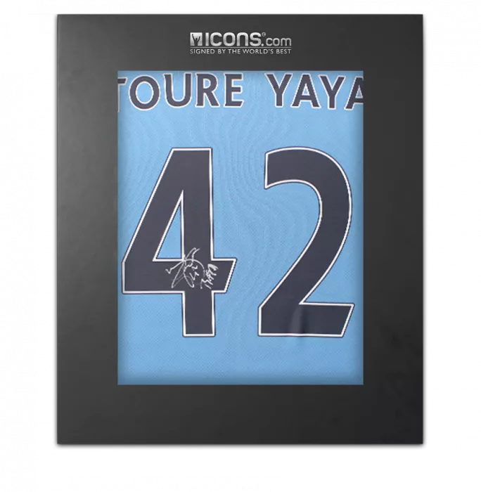 Yaya Toure Back Signed Manchester City 2021-22 Home Shirt In Deluxe Packaging