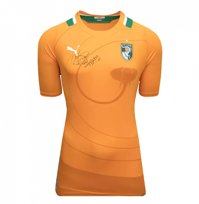 Yaya Toure Front Signed Ivory Coast 2011-12 Home Shirt In Hero Frame: Option 1