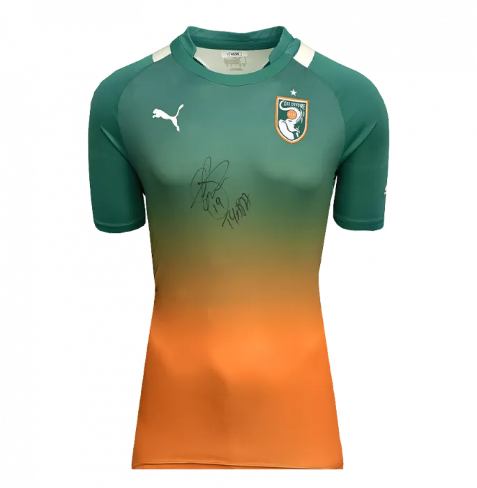 Yaya Toure Front Signed Ivory Coast 2012 Away Shirt In Hero Frame: Option 1