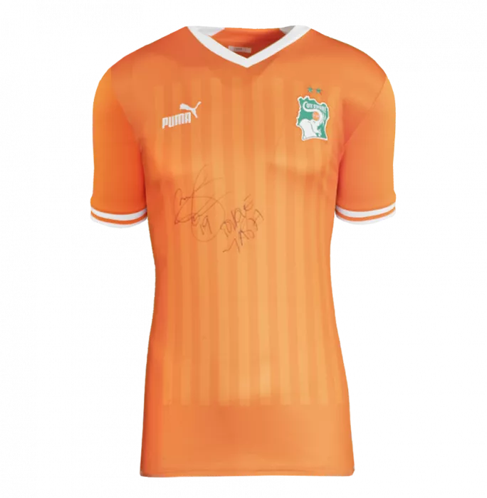 Yaya Toure Front Signed Ivory Coast 2022 Home Shirt In Classic Frame