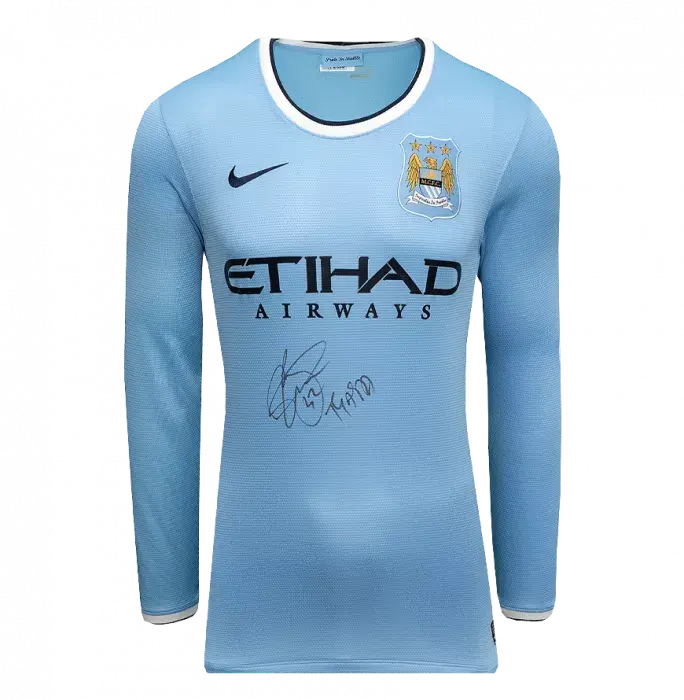 Yaya Toure Front Signed Manchester City 2013-14 Home Shirt In Hero Frame: Option 1