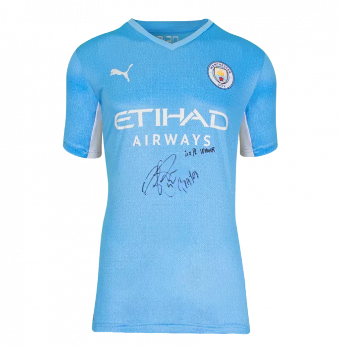 Yaya Toure Front Signed Manchester City 2021-22 Home Shirt - 3x PL Winner Inscription In Classic Frame