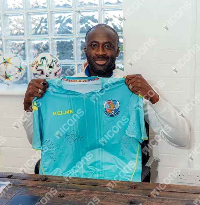 Yaya Toure Front Signed Qingdao Huanghai 2018 Player Issue Away Shirt