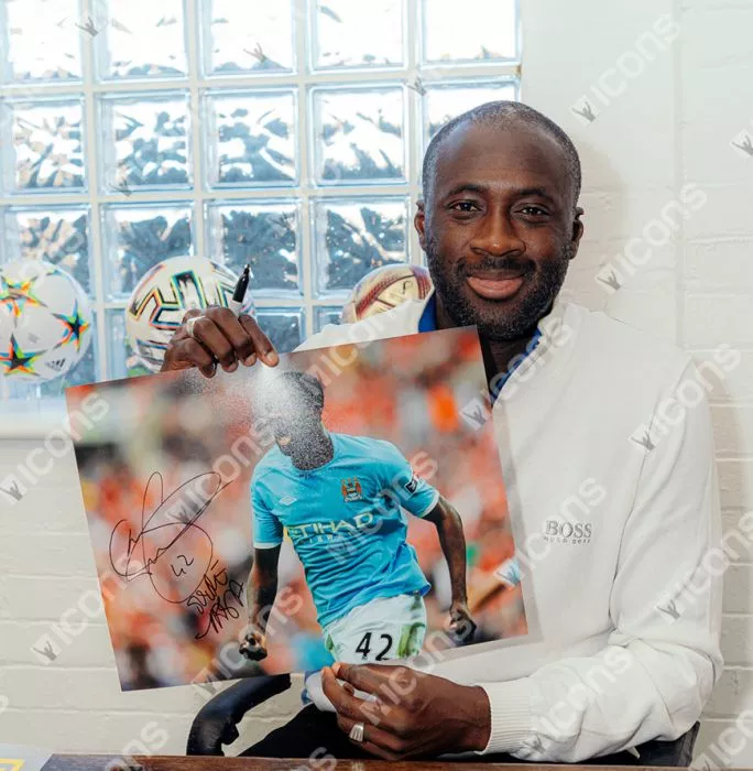 Yaya Toure Manchester City & Yaya Toure Ivory Coast Signed Photos In Dual Photo Frame