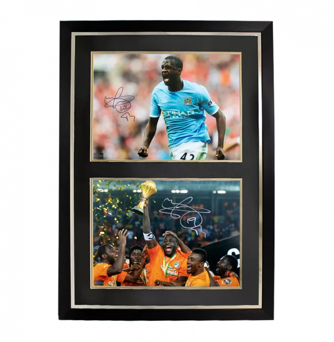 Yaya Toure Manchester City & Yaya Toure Ivory Coast Signed Photos In Dual Photo Frame