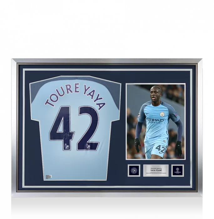 Yaya Toure Official UEFA Champions League Back Signed and Hero Framed Manchester City 2016-17 Home Shirt