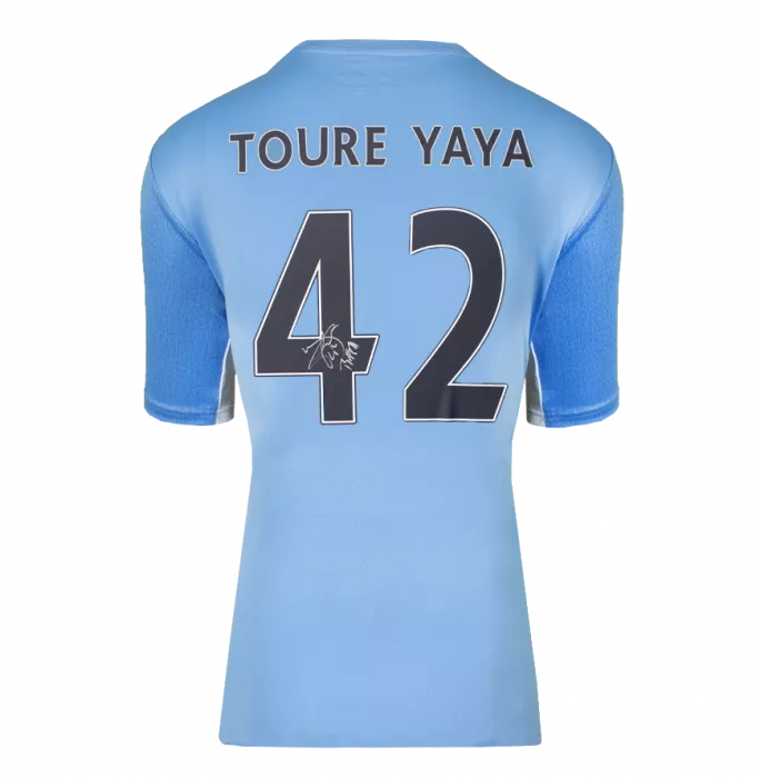 Yaya Toure Official UEFA Champions League Back Signed And Hero Framed Manchester City 2021-22 Home Shirt