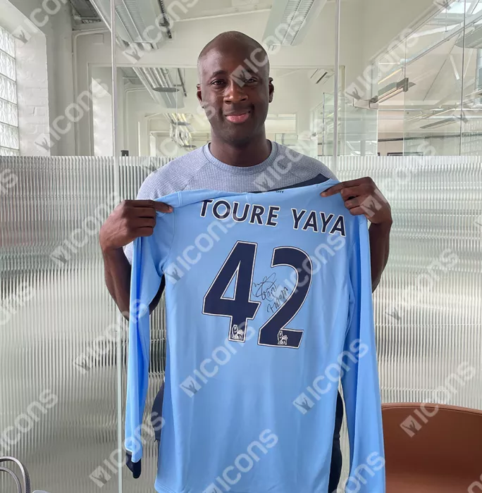 Yaya Toure Official UEFA Champions League Back Signed And Hero Framed Manchester City 2014-15 Home Shirt