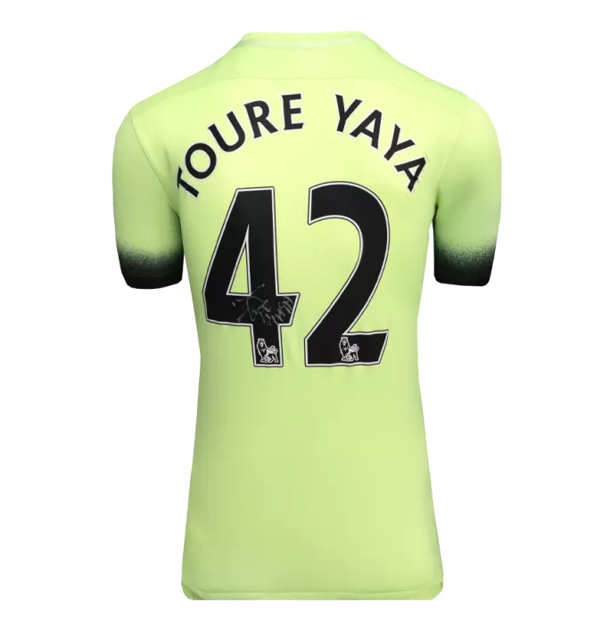 Yaya Toure Official UEFA Champions League Back Signed And Framed Manchester City 2015-16 Third Shirt