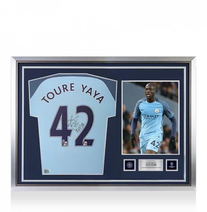 Yaya Toure Official UEFA Champions League Back Signed And Hero Framed Manchester City 2016-17 Home Shirt