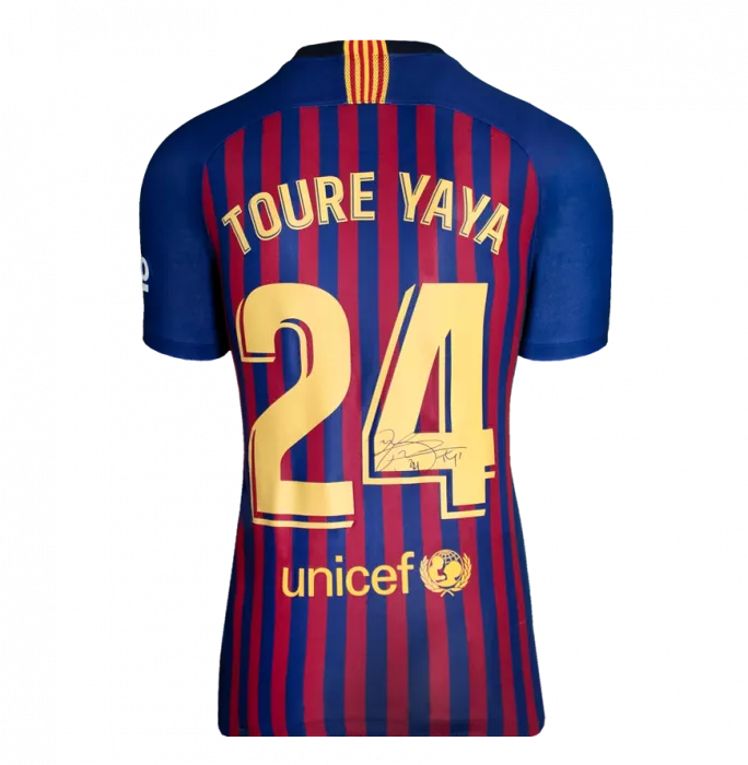 Yaya Toure Official UEFA Champions League Back Signed And Hero Framed FC Barcelona 2018-19 Home Shirt