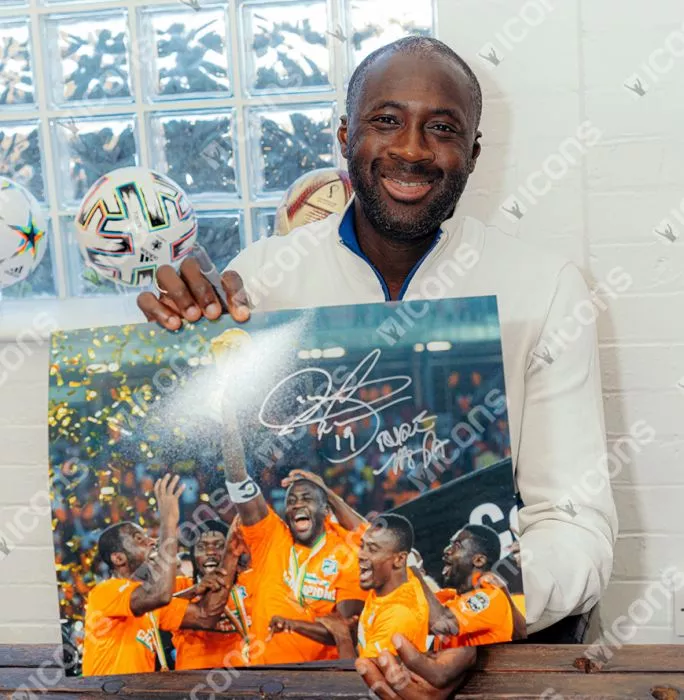 Yaya Toure Signed Ivory Coast Photo In Black Wooden Frame: 2015 Africa Cup Of Nations Winner