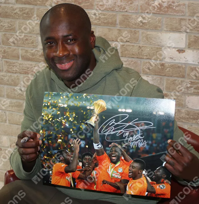 Yaya Toure Signed Ivory Coast Photo In Black Wooden Frame: 2015 Africa Cup Of Nations Winner