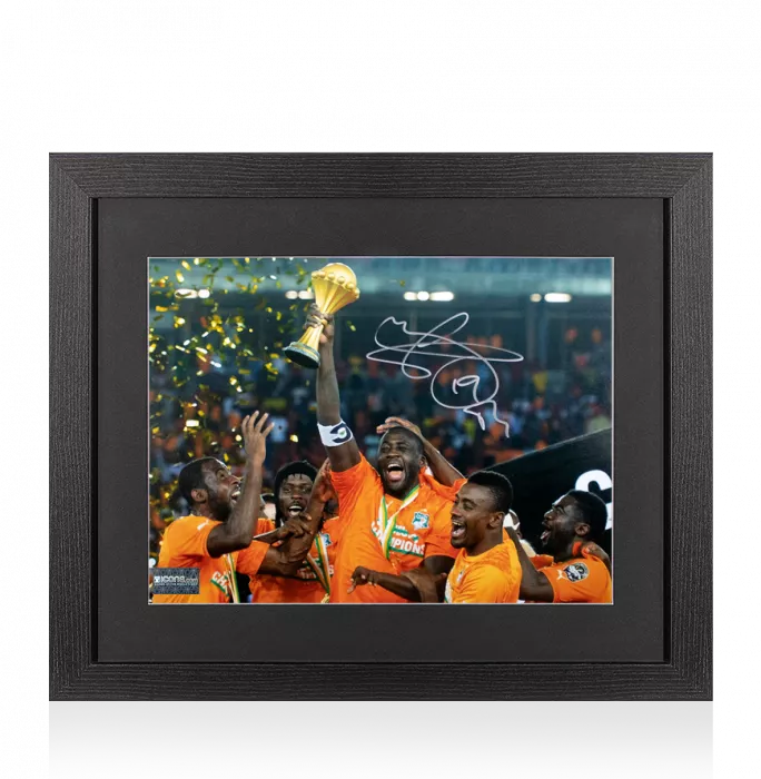 Yaya Toure Signed Ivory Coast Photo In Black Wooden Frame: 2015 Africa Cup of Nations Winner