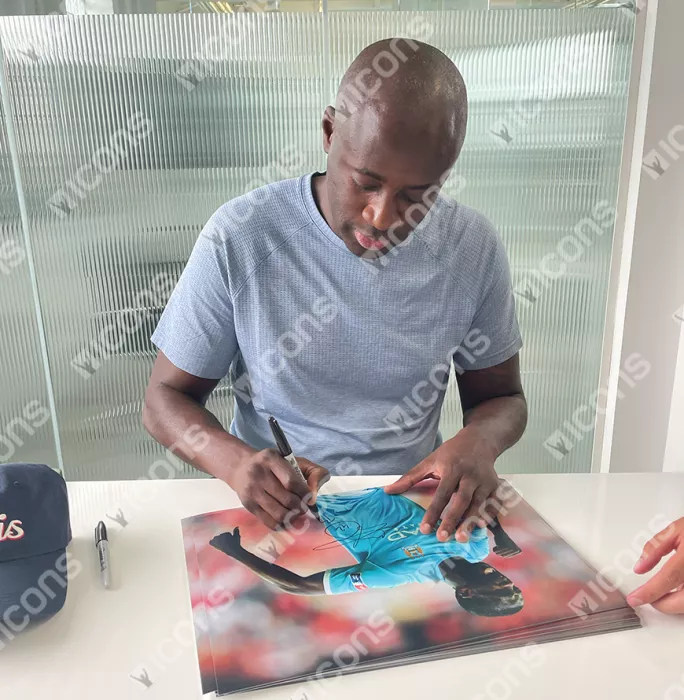 Yaya Toure Signed Manchester City Photo In Black Wooden Frame: FA Cup Semi-Final Goal