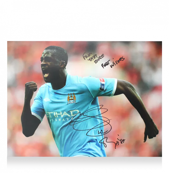 Yaya Toure Signed Manchester City Photo In Premium Photo Frame: FA Cup Semi-Final Goal - From Yaya Toure Best Wishes)
