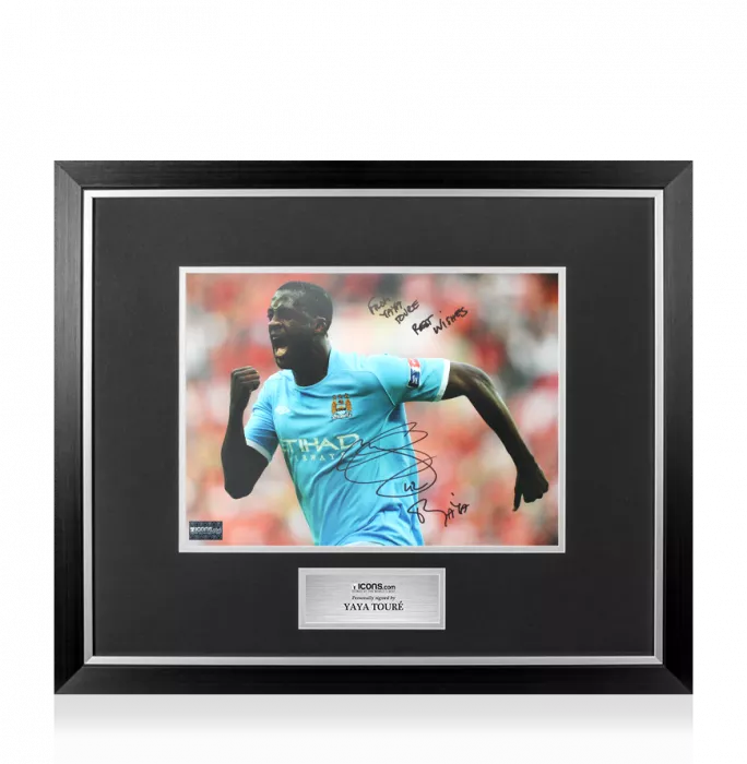Yaya Toure Signed Manchester City Photo In Premium Photo Frame: FA Cup Semi-Final Goal - From Yaya Toure Best Wishes)