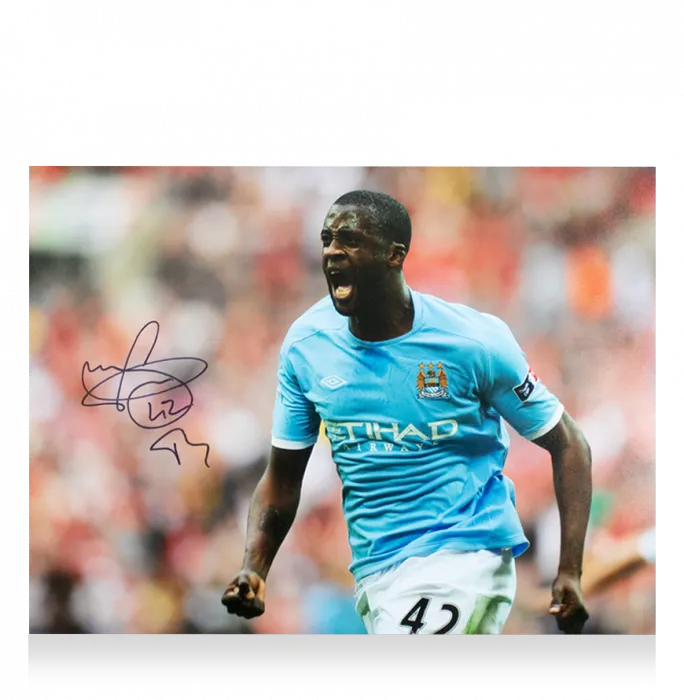 Yaya Toure Signed Manchester City Photo In Premium Photo Frame: FA Cup Semi Final Goal Vs Manchester United