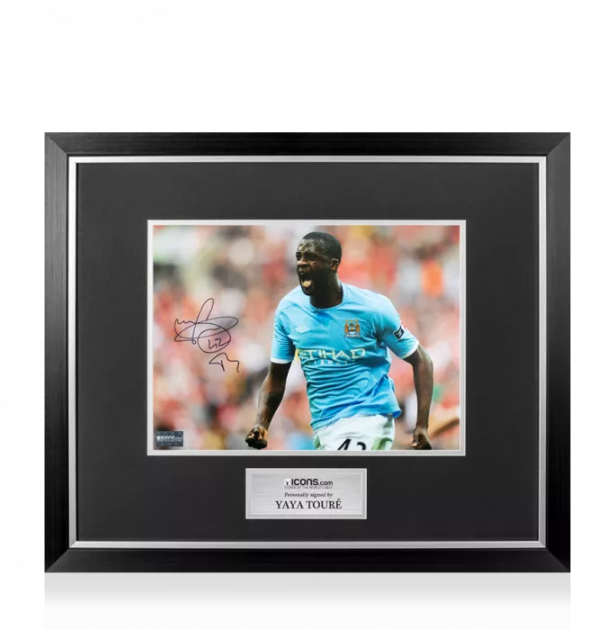 Yaya Toure Signed Manchester City Photo In Premium Photo Frame: FA Cup Semi Final Goal vs Manchester United