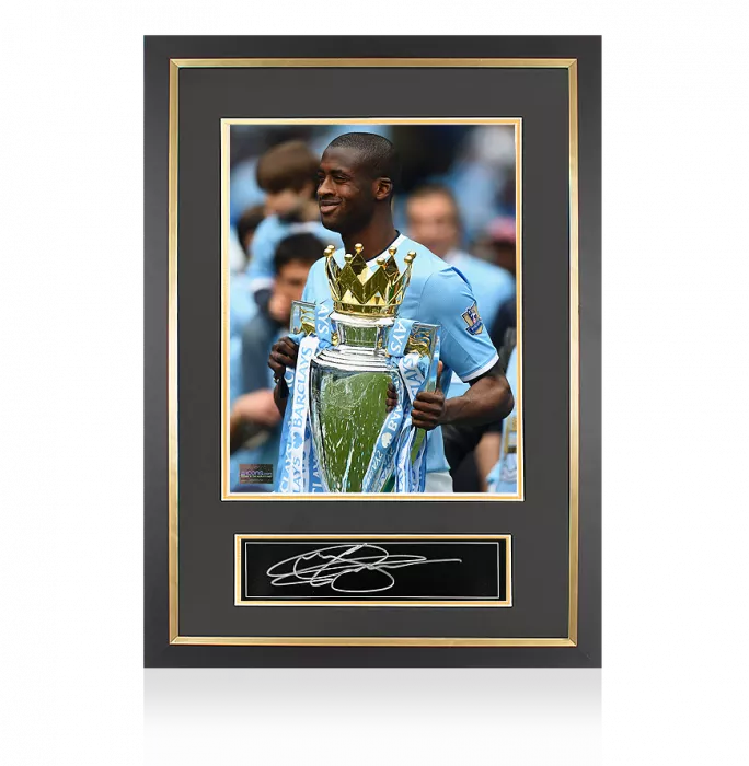 Yaya Toure Signed Plaque And Photo Frame: 2013-14 Premier League Winner
