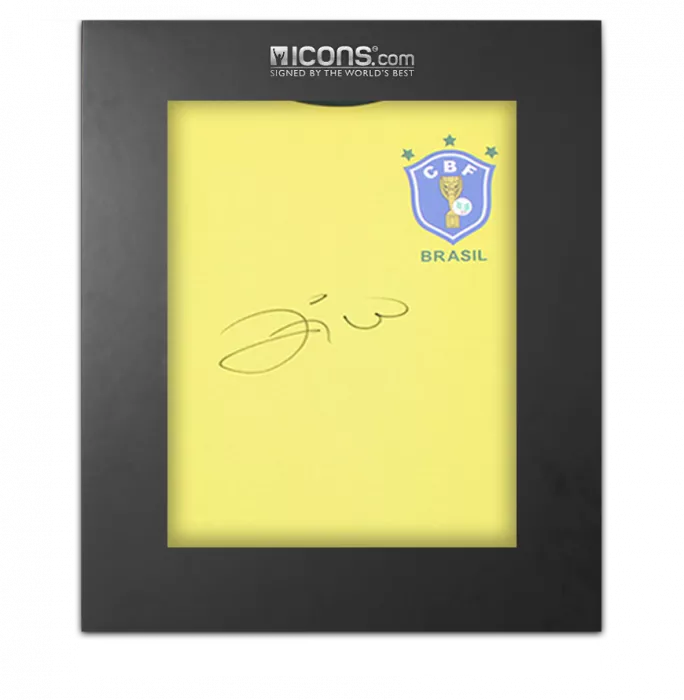 Zico Front Signed Brazil 1970 Retro Home Shirt In Deluxe Packaging