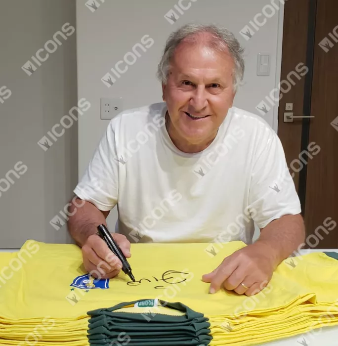 Zico Front Signed Brazil 1982 Home Shirt In Classic Frame