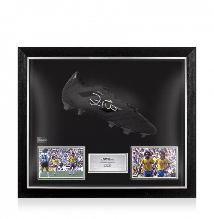 Zico Signed Adidas Blackout Boot In Bubble Frame: Brazil Option