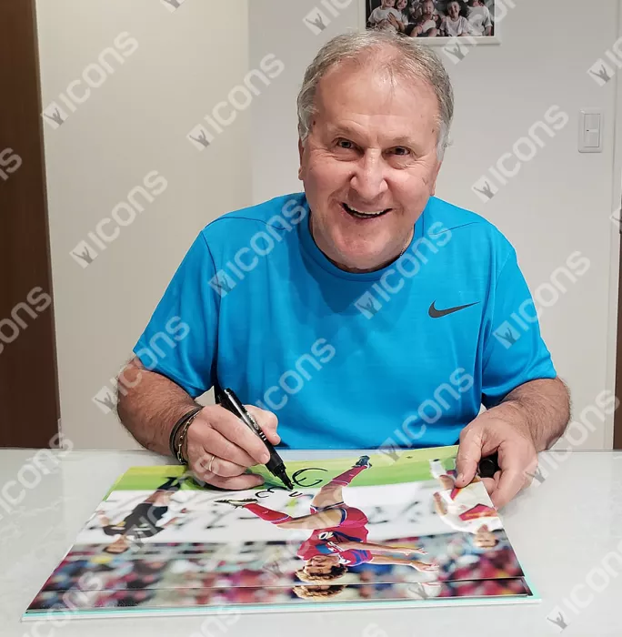 Zico Signed Kashima Antlers Photo In Black Wooden Frame: J League Goal