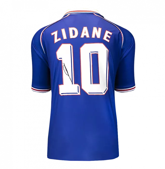 Zinedine Zidane Back Signed France 1998 Home Shirt In Hero Frame: Option 1
