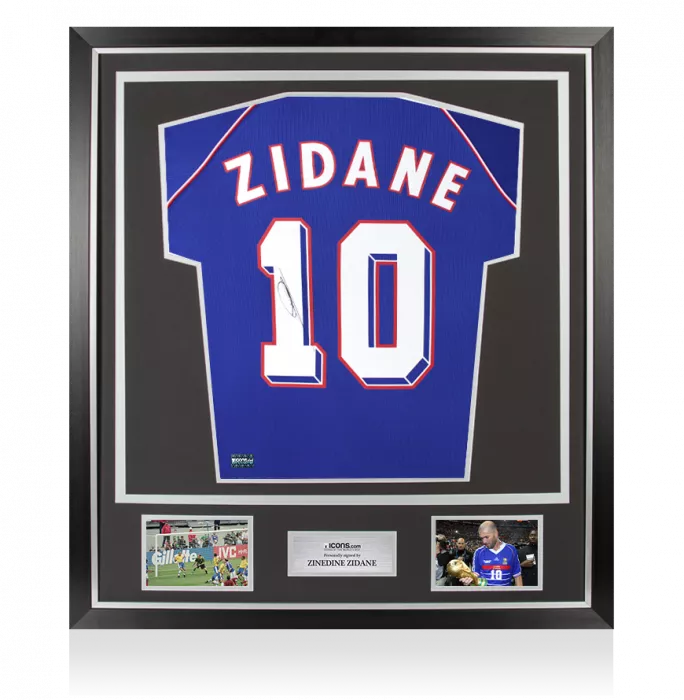 Zinedine Zidane Back Signed France 1998 Home Shirt In Classic Frame