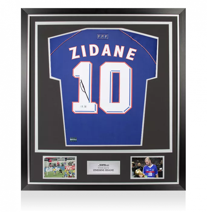 Zinedine Zidane Back Signed France 1998 Home Shirt In Classic Frame