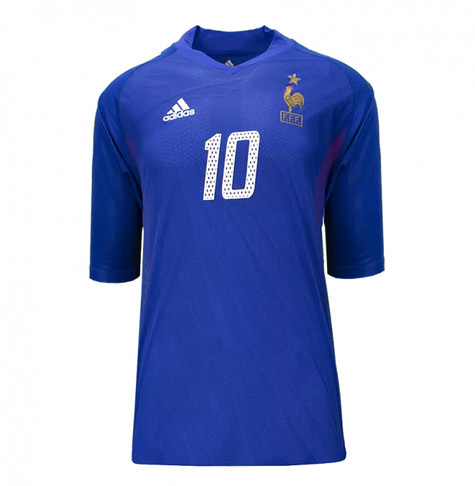 Zinedine Zidane Back Signed France 2002 Home Shirt In Classic Frame