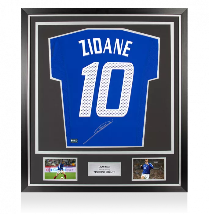 Zinedine Zidane Back Signed France 2002 Home Shirt In Classic Frame