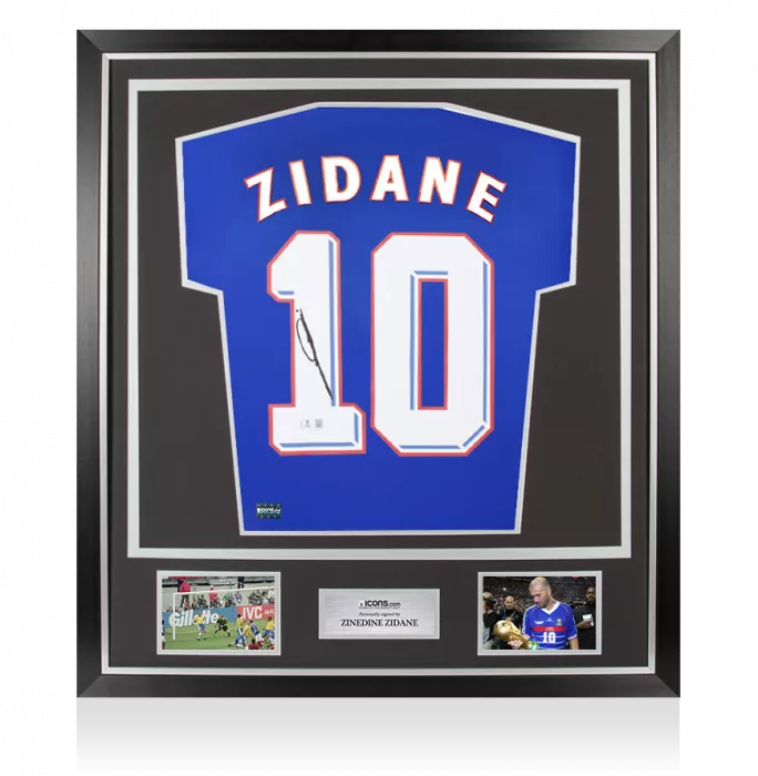 Zinedine Zidane Back Signed France 2024 Shirt with Fan Style Numbers In Classic Frame