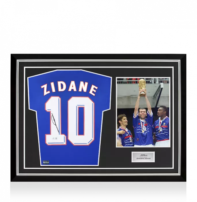 Zinedine Zidane Back Signed France 2024 Shirt with Fan Style Numbers In Hero Frame: Option 1
