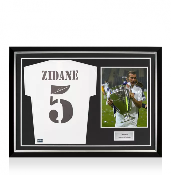 Zinedine Zidane Back Signed Real Madrid 2001 Home Shirt In Hero Frame: Option 1