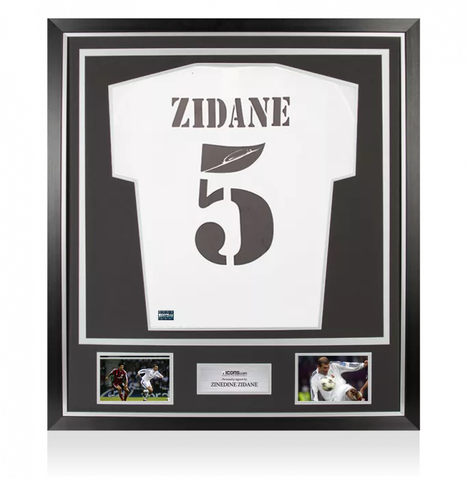Zinedine Zidane Back Signed Real Madrid 2001 Home Shirt In Classic Frame