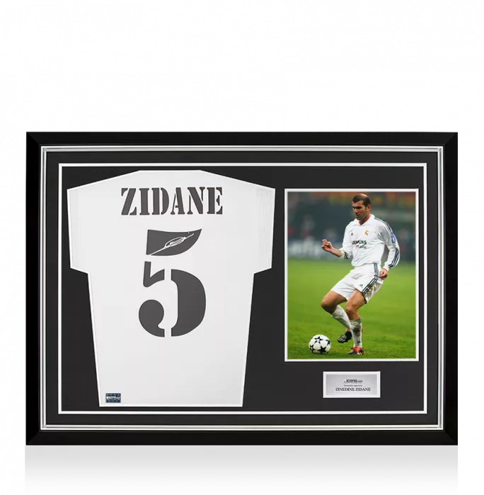Zinedine Zidane Back Signed Real Madrid 2002-03 Home Shirt In Hero Frame: Option 1