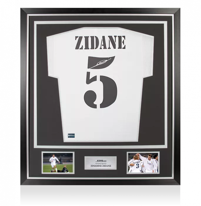 Zinedine Zidane Back Signed Real Madrid 2002-03 Home Shirt In Classic Frame