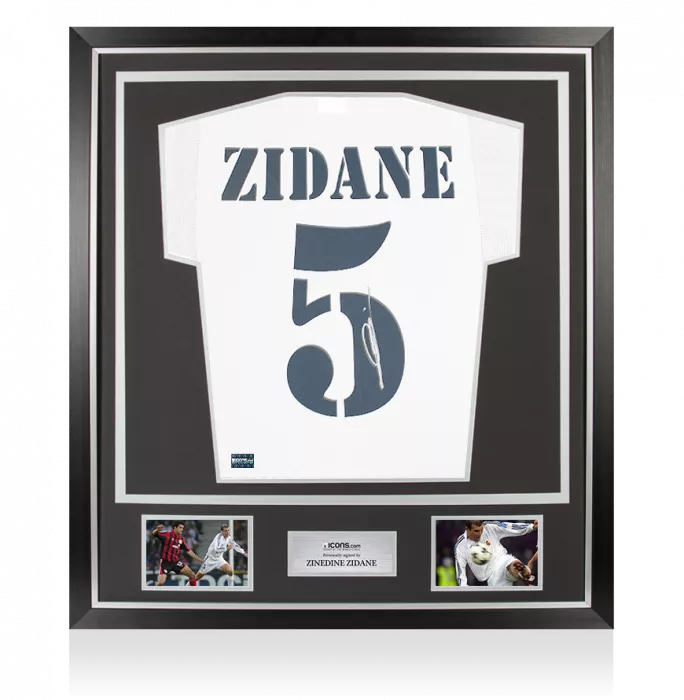 Zinedine Zidane Back Signed Real Madrid 2002-03 Home Shirt In Classic Frame