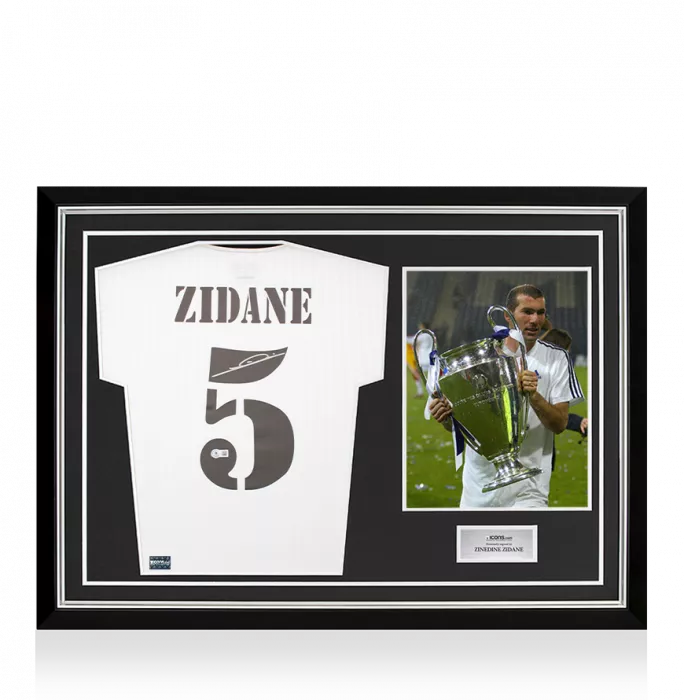 Zinedine Zidane Back Signed Real Madrid Icon Shirt In Hero Frame: Option 1