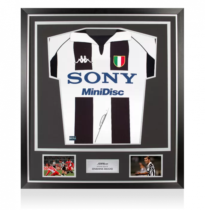 Zinedine Zidane Front Signed Juventus 1997-98 Home Shirt In Classic Frame