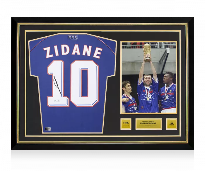 Zinedine Zidane Official 1998 FIFA World Cup™ Back Signed and Hero Framed France 1998 Home Shirt