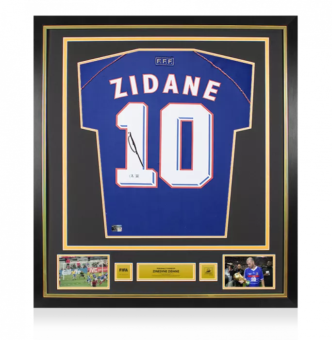 Zinedine Zidane Official 1998 FIFA World Cup™ Back Signed and Framed France 1998 Home Shirt