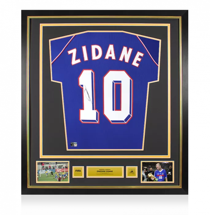 Zinedine Zidane Official 1998 FIFA World Cup™ Back Signed and Framed France 1998 Home Shirt
