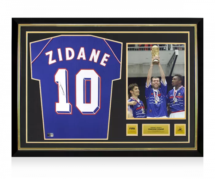 Zinedine Zidane Official 1998 FIFA World Cup™ Back Signed and Hero Framed France 1998 Home Shirt