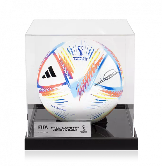 Zinedine Zidane Official 2022 FIFA World Cup™ Signed 2022 Football In Acrylic Case