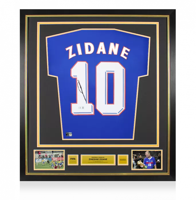 Zinedine Zidane Official FIFA World Cup™ Back Signed and Framed France 2024 Shirt with Fan Style Numbers